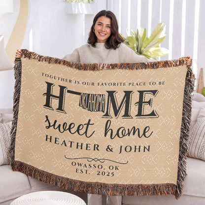 Personalized Oklahoma State Woven Blanket – Custom Home Gift for Couples