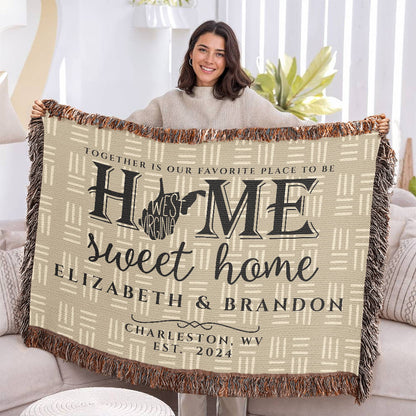 Personalized West Virginia State Woven Blanket – Custom Home Throw for Couples