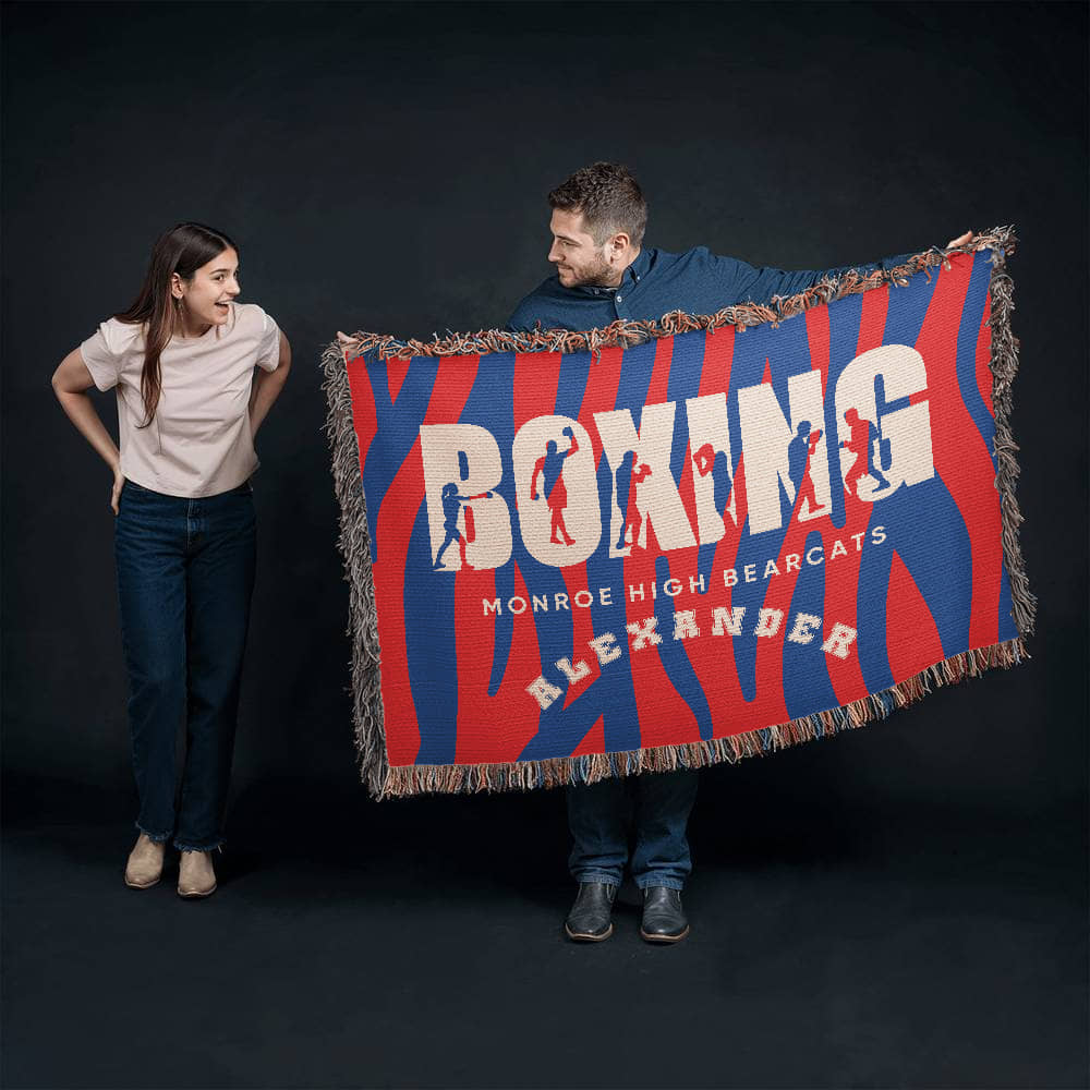 Personalized Boxing Woven Blanket Throw – Custom Boxer Gift