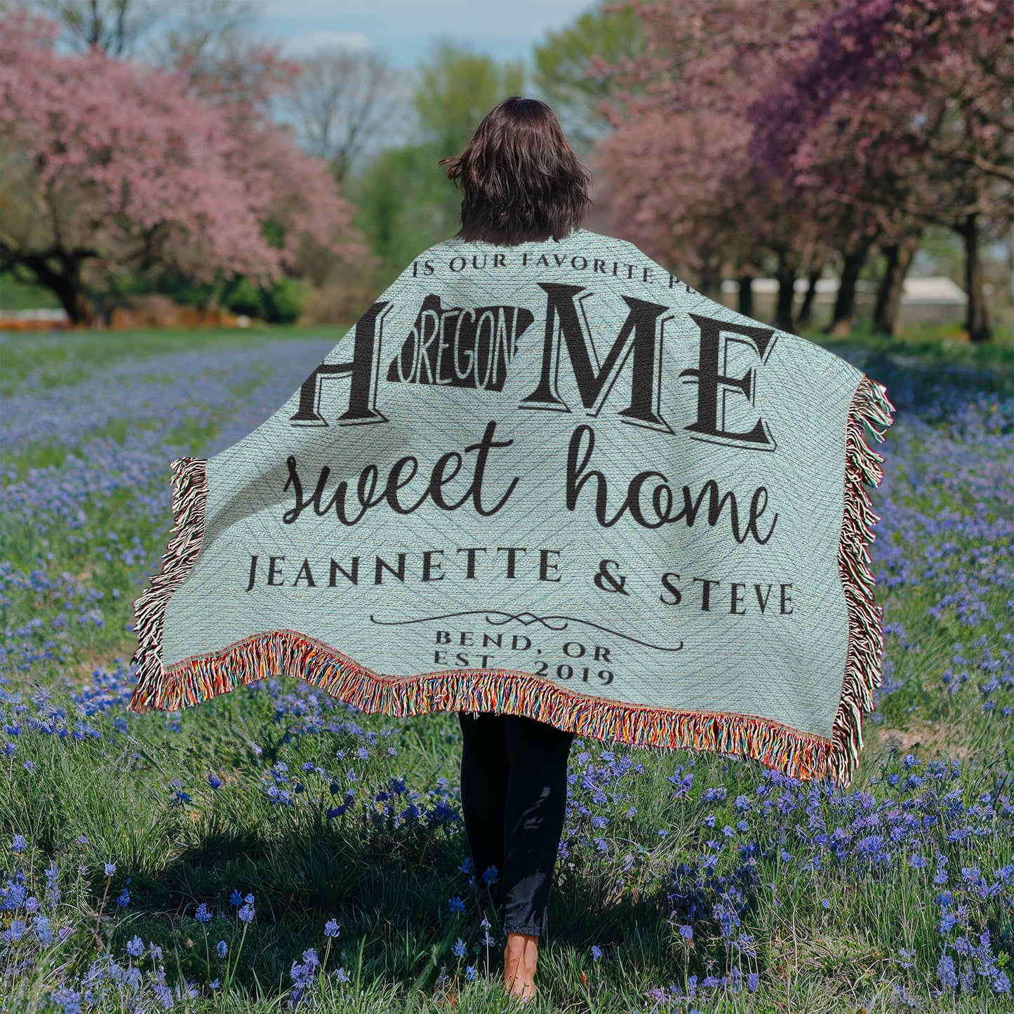 Personalized Oregon State Woven Blanket – Custom Home Gift for Couples