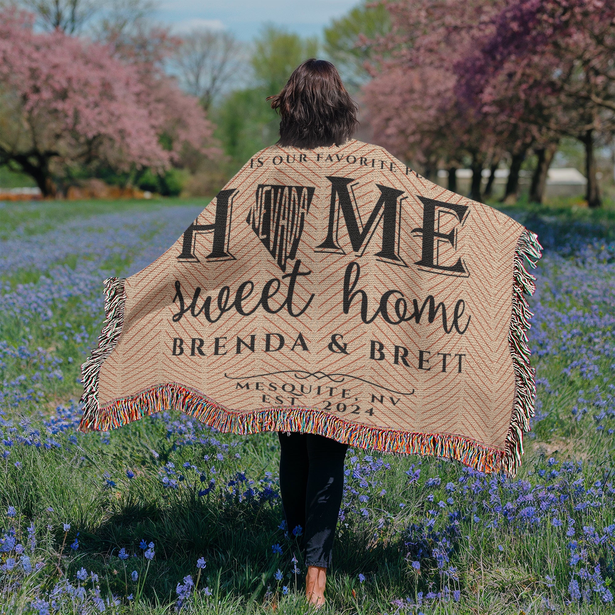 Personalized Nevada State Woven Blanket – Custom Home Gift for Couples
