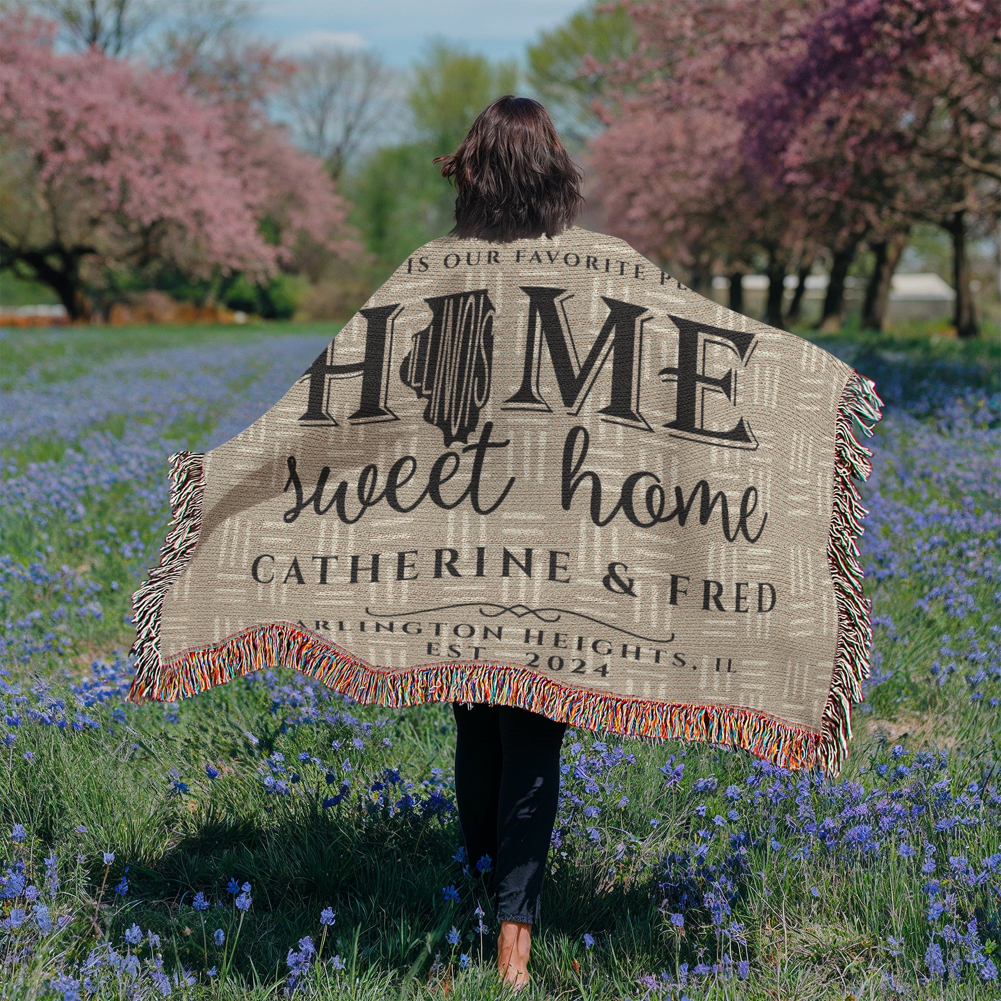 Personalized Illinois Woven Blanket – Custom Home State Throw with Name & Location