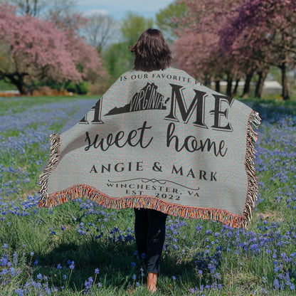 Personalized Virginia State Woven Blanket – Custom Home Throw for Couples