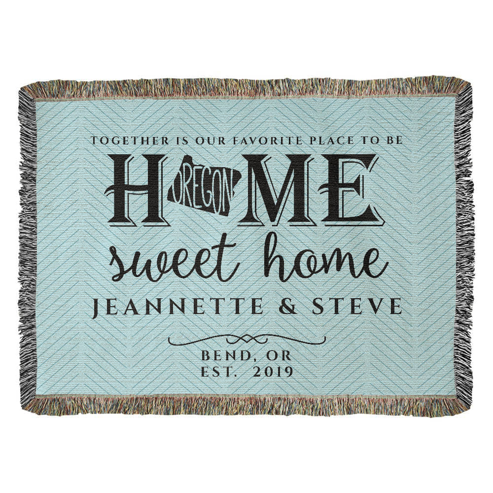 Personalized Oregon State Woven Blanket – Custom Home Gift for Couples