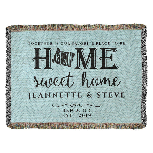 Personalized Oregon State Woven Blanket – Custom Home Gift for Couples