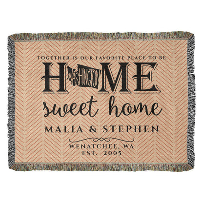 Personalized Washington State Woven Blanket – Custom Home Throw for Couples