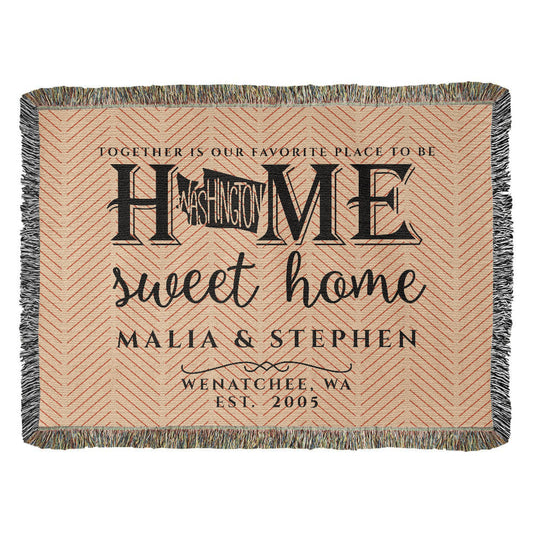 Personalized Washington State Woven Blanket – Custom Home Throw for Couples