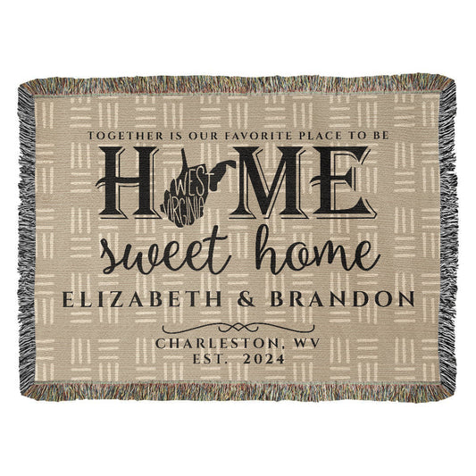 Personalized West Virginia State Woven Blanket – Custom Home Throw for Couples