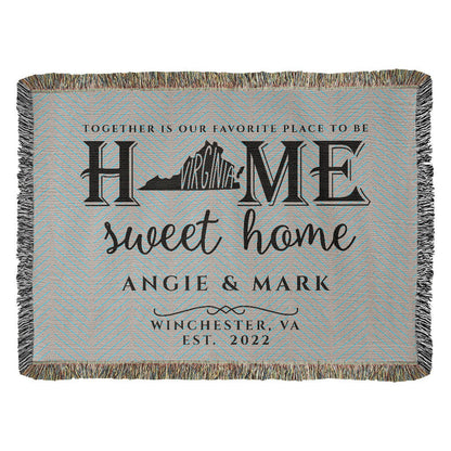 Personalized Virginia State Woven Blanket – Custom Home Throw for Couples
