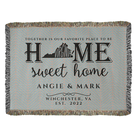 Personalized Virginia State Woven Blanket – Custom Home Throw for Couples