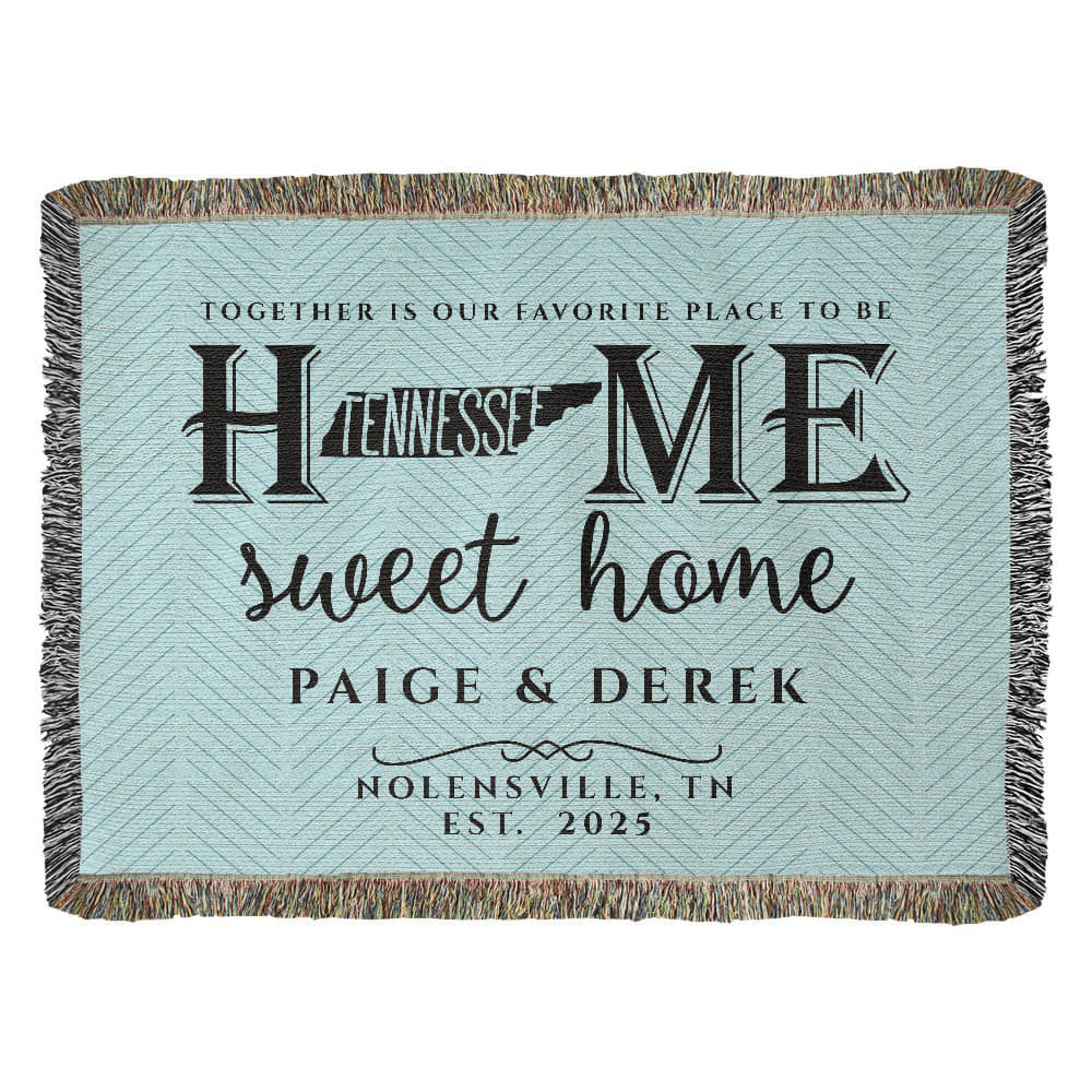 Personalized Tennessee State Woven Blanket – Custom Home Gift for Couples