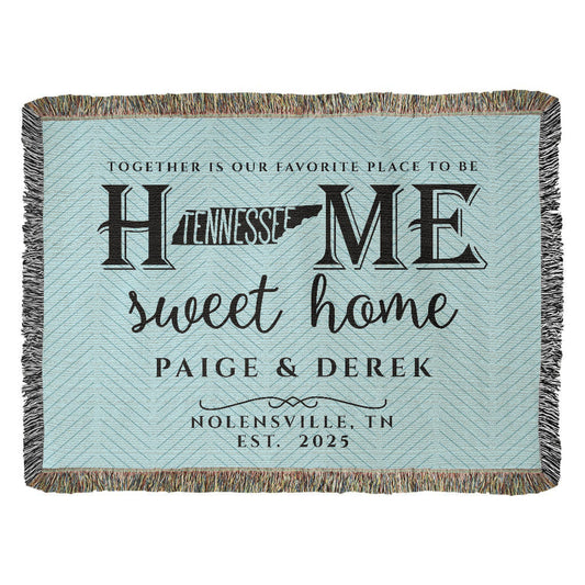 Personalized Tennessee State Woven Blanket – Custom Home Gift for Couples