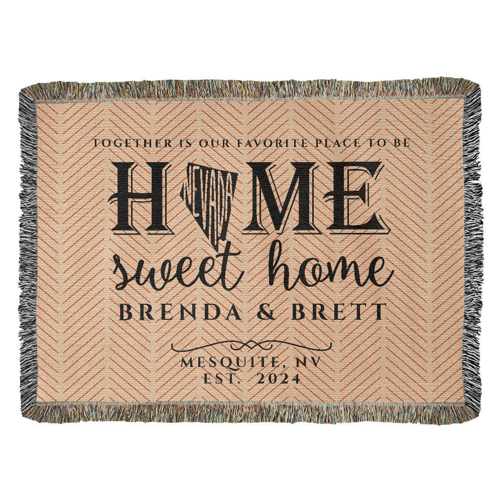 Personalized Nevada State Woven Blanket – Custom Home Gift for Couples