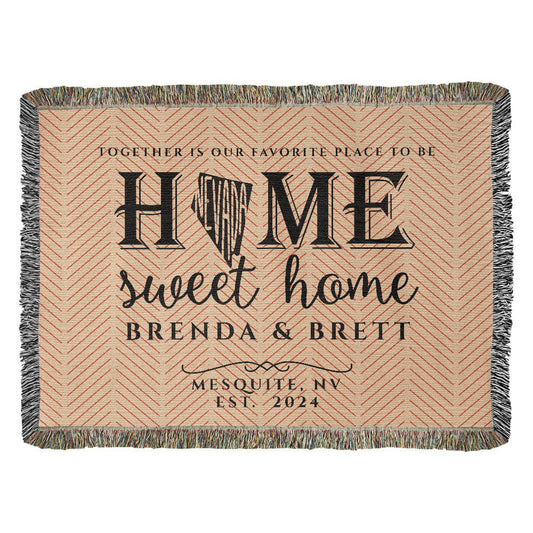 Personalized Nevada State Woven Blanket – Custom Home Gift for Couples