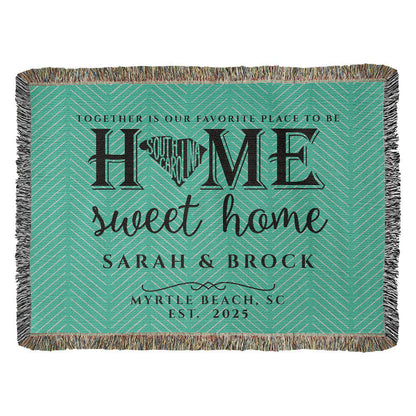 Personalized South Carolina State Woven Blanket – Custom Home Gift for Couples