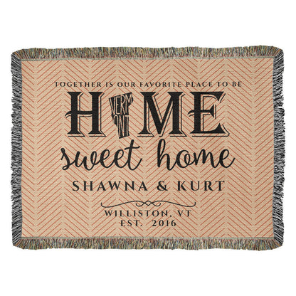 Personalized Vermont State Woven Blanket – Custom Gift for Couples