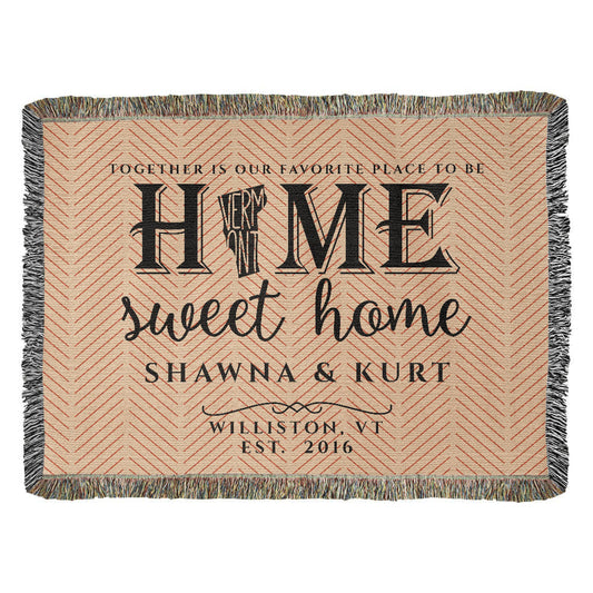Personalized Vermont State Woven Blanket – Custom Gift for Couples