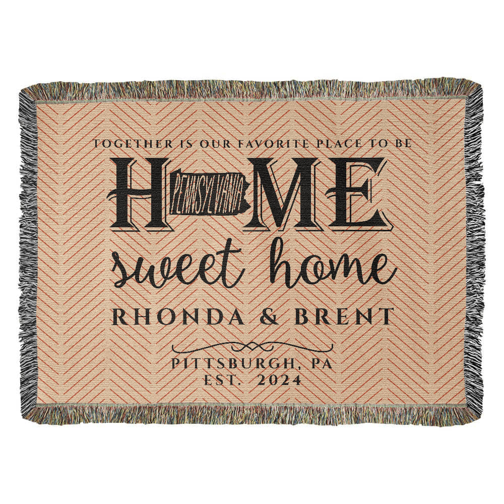 Personalized Pennsylvania State Woven Blanket – Custom Home Gift for Couples