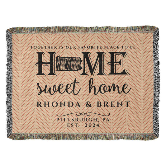 Personalized Pennsylvania State Woven Blanket – Custom Home Gift for Couples