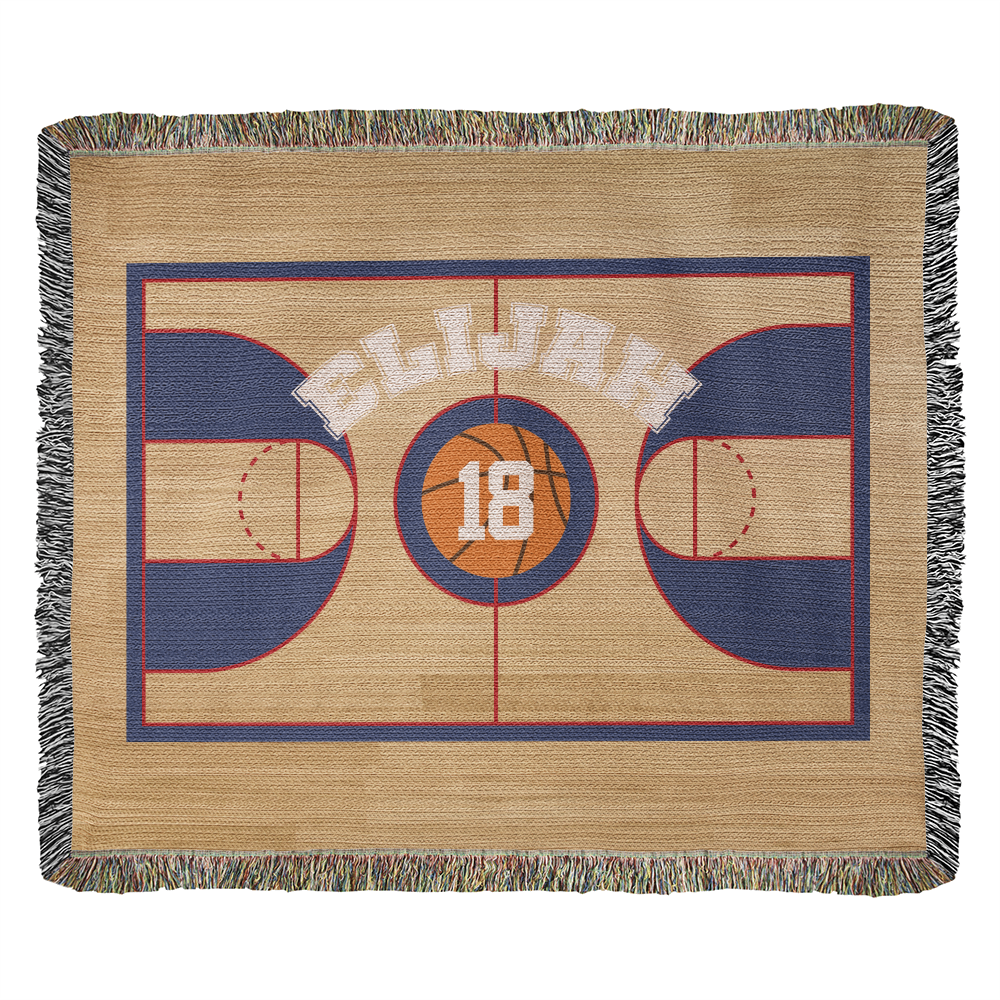 Personalized Basketball Woven Blanket – Player Gift, Custom Fleece/Sherpa Throw