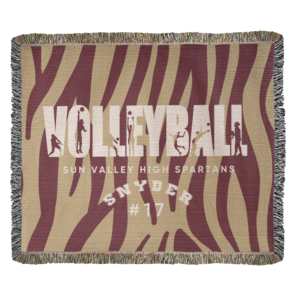 Personalized Volleyball Player Woven Blanket Throw – Custom Athlete Gift