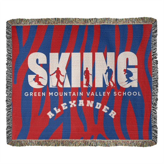 Personalized Skiing Woven Blanket Throw – Custom Skier Gift