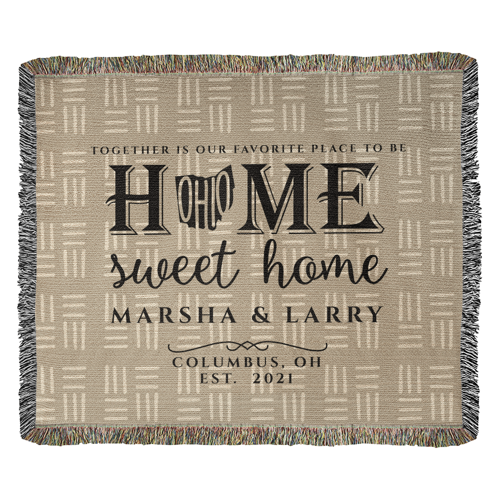 Personalized Ohio State Woven Blanket – Custom Home Gift for Couples