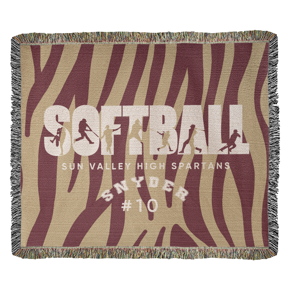 Personalized Softball Player Woven Blanket Throw – Custom Athlete Gift