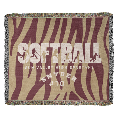 Personalized Softball Player Woven Blanket Throw – Custom Athlete Gift