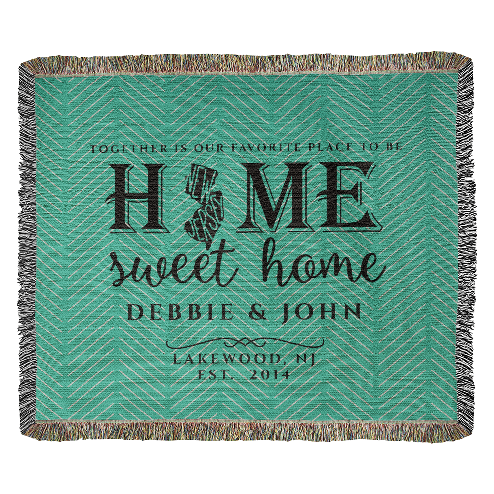 Personalized New Jersey State Woven Blanket – Custom Home Gift for Couples