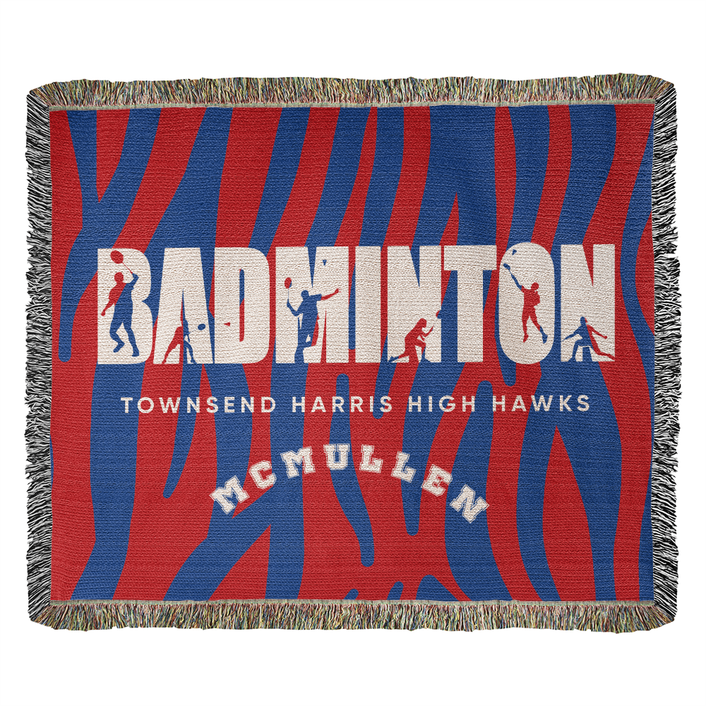 Personalized Badminton Woven Blanket Throw – Custom Badminton Player Gift