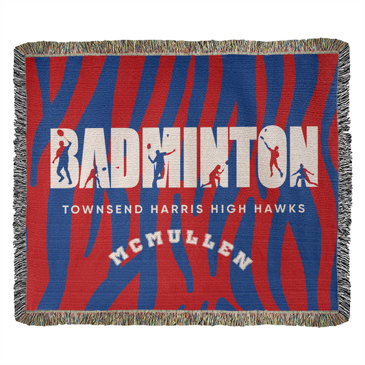 Personalized Badminton Woven Blanket Throw – Custom Badminton Player Gift