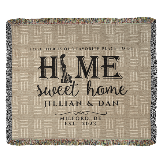 Personalized Delaware Woven Blanket – Custom Home State Throw with Name & Location