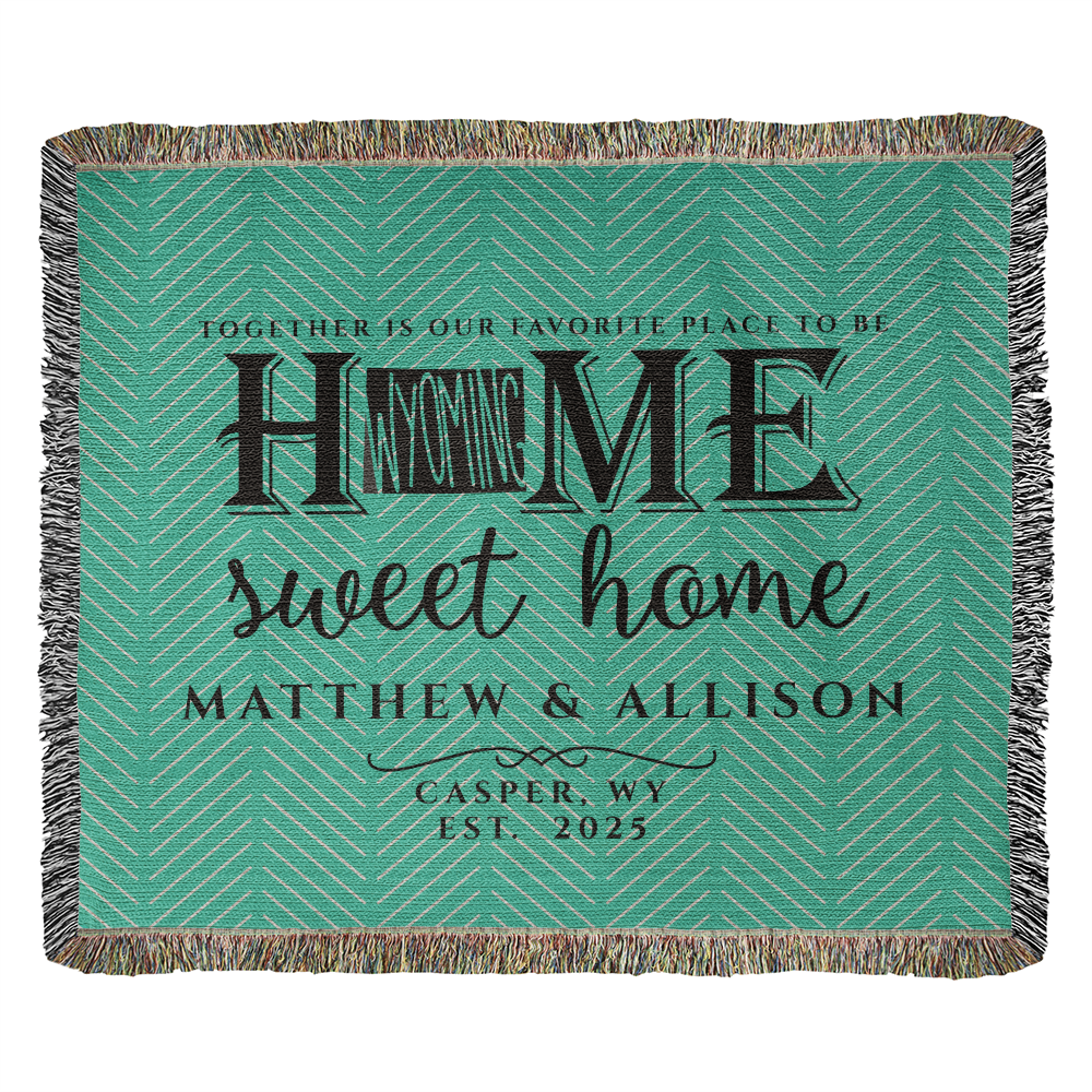 Personalized Wyoming State Woven Blanket – Custom Throw for Couples