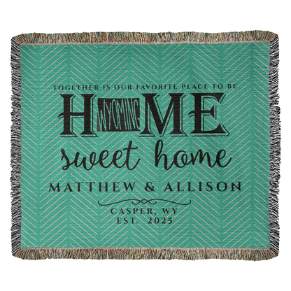 Personalized Wyoming State Woven Blanket – Custom Throw for Couples