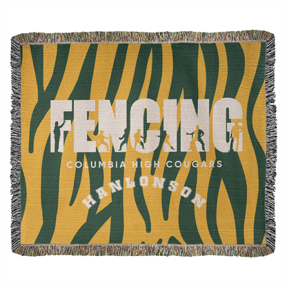 Personalized Fencing Woven Blanket Throw – Custom Fencer Athlete Gift