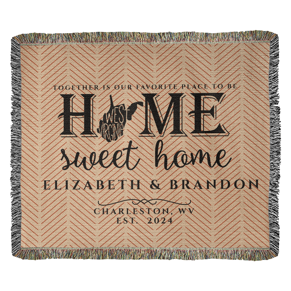 Personalized West Virginia State Woven Blanket – Custom Home Throw for Couples