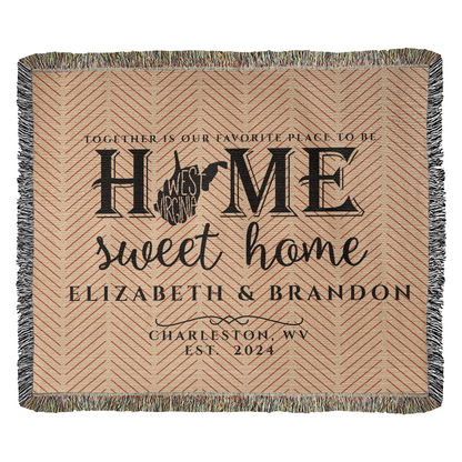 Personalized West Virginia State Woven Blanket – Custom Home Throw for Couples
