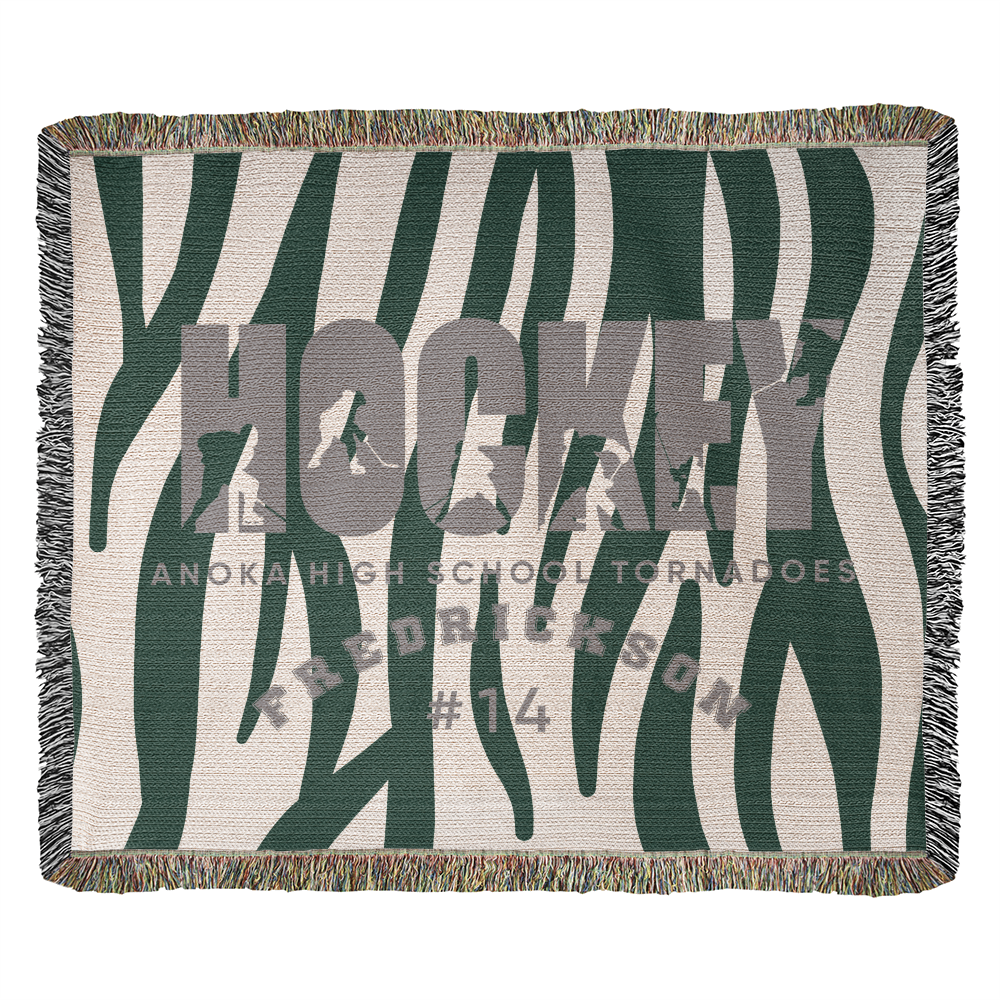 Personalized Hockey Player Woven Blanket Throw – Custom Athlete Gift