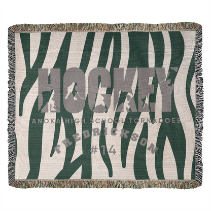 Personalized Hockey Player Woven Blanket Throw – Custom Athlete Gift