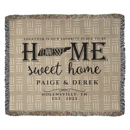 Personalized Tennessee State Woven Blanket – Custom Home Gift for Couples