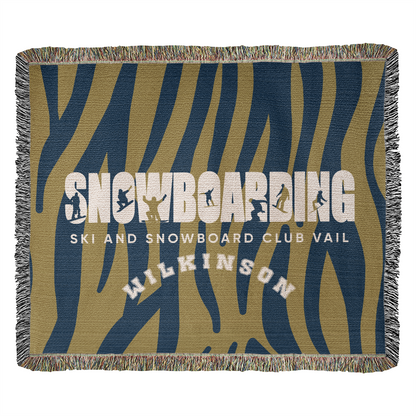 Personalized Snowboarding Woven Blanket Throw – Custom Snowboarder Gift