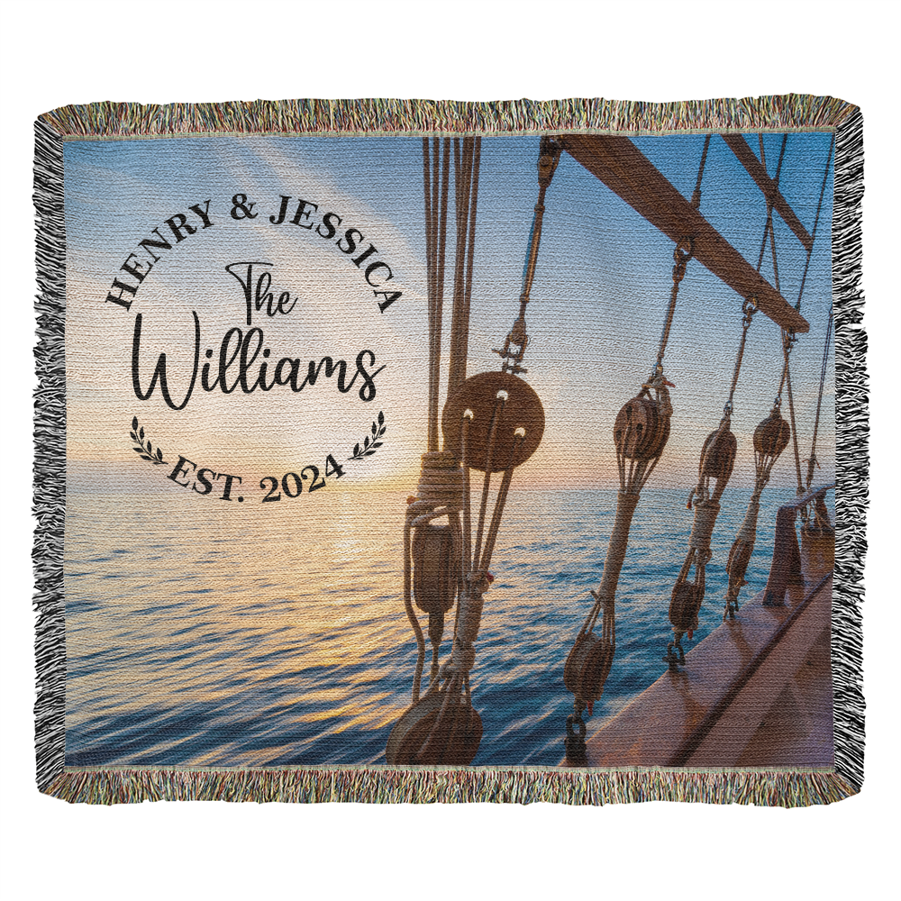 Personalized Sailing Rigging Monogram Blanket Custom Family Name and Date Throw