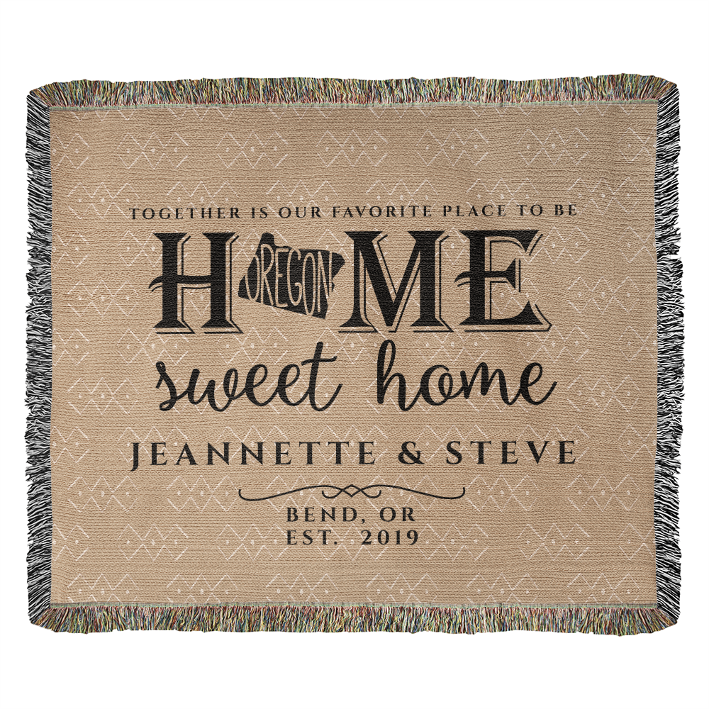 Personalized Oregon State Woven Blanket – Custom Home Gift for Couples