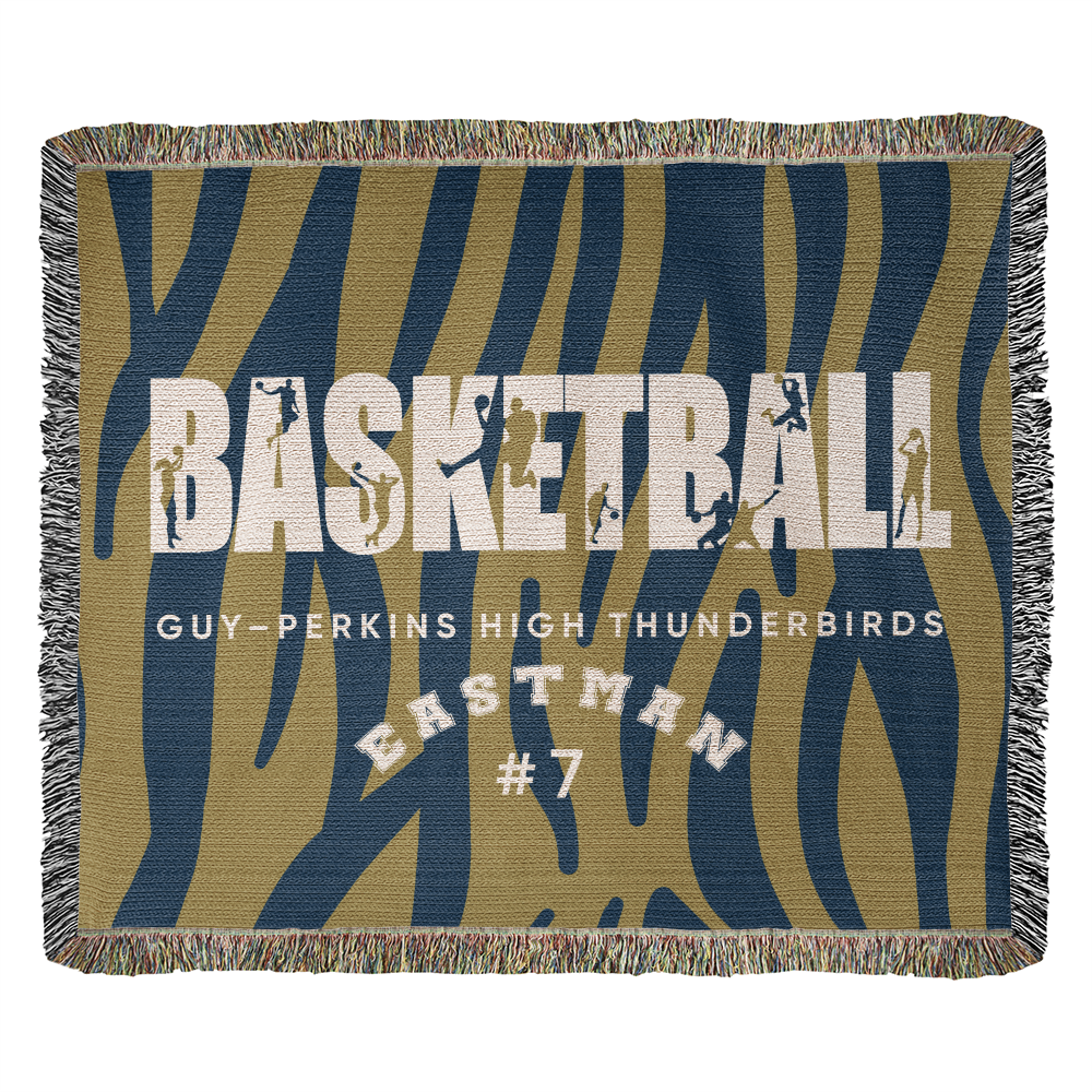 Personalized Basketball Player Woven Blanket Throw – Custom Athlete Gift