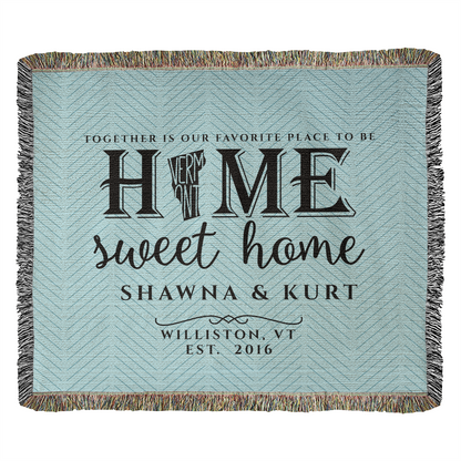 Personalized Vermont State Woven Blanket – Custom Gift for Couples