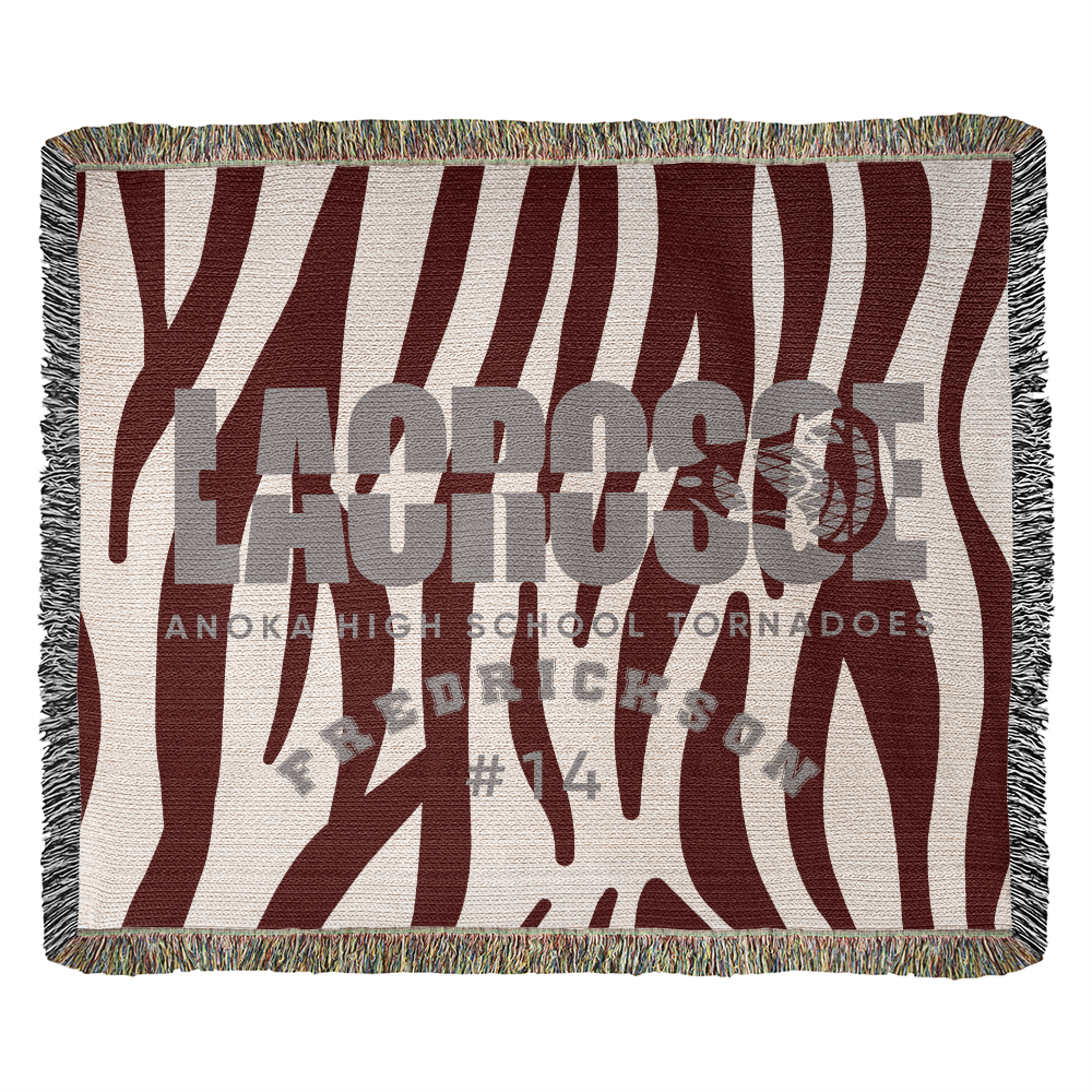 Personalized Lacrosse Player Woven Blanket Throw – Custom Athlete Gift