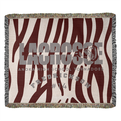 Personalized Lacrosse Player Woven Blanket Throw – Custom Athlete Gift
