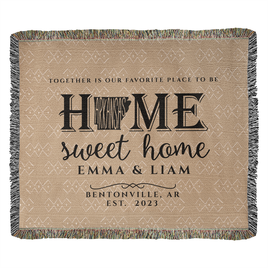 Personalized Arkansas Woven Blanket – Custom Home State Throw with Name & Location