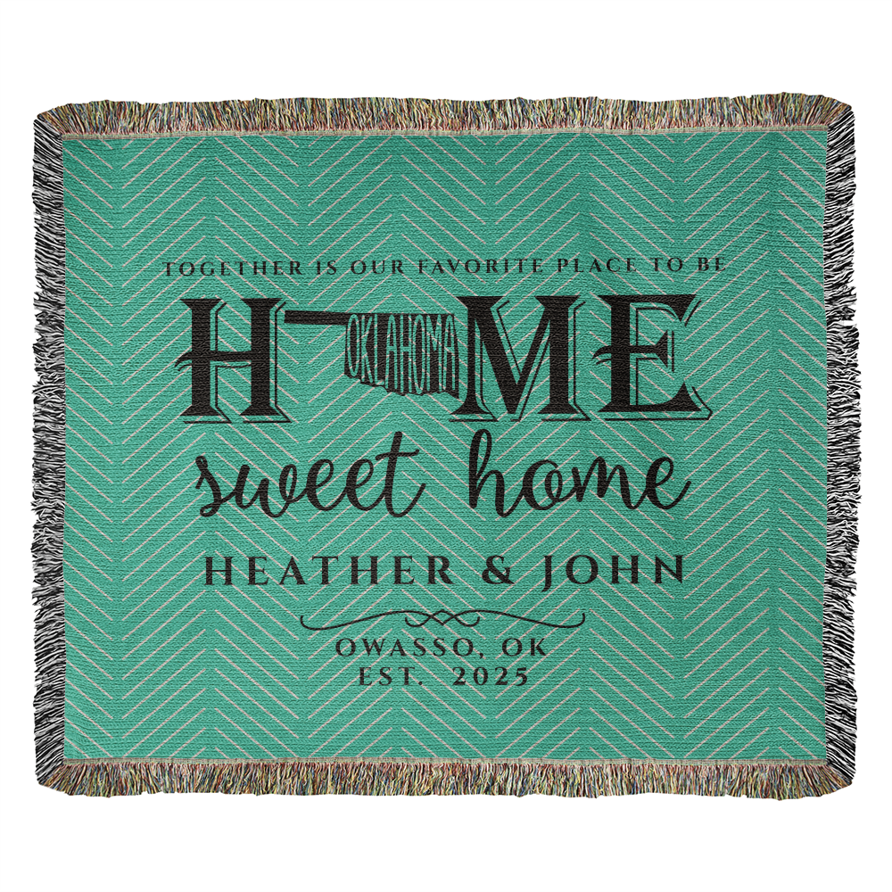 Personalized Oklahoma State Woven Blanket – Custom Home Gift for Couples